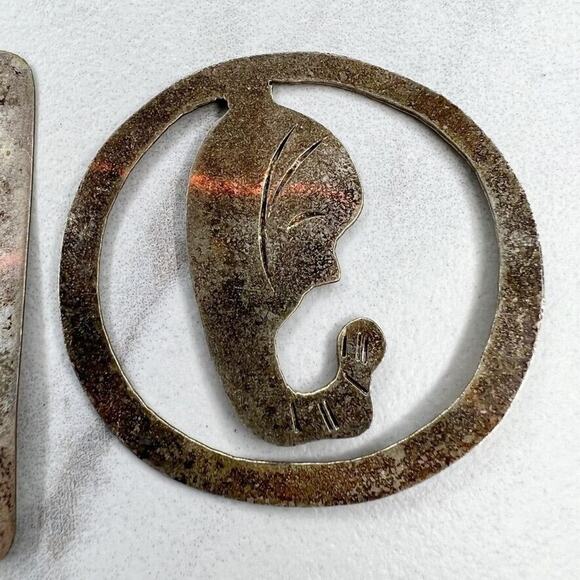 Vintage Aplaca Silver Dancing Women Pendant or Concho Set of 2 - Picture 5 of 9